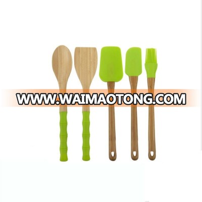 2016 Totally natural bambu kitchen utensils with silicone